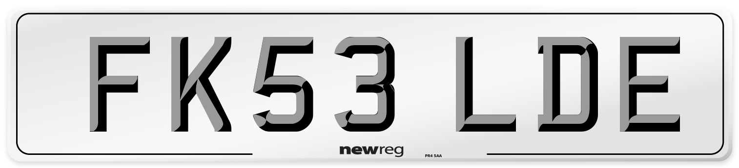 FK53 LDE Number Plate from New Reg